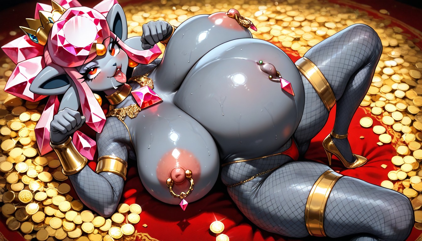 Perfect Round Firm Boobs, Earrings, Thick Lips Hentai AI Porn