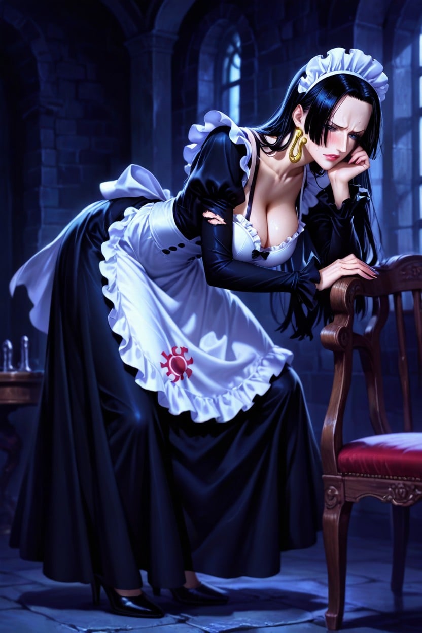Side View, Super Detailed, Sexy Maid Uniform Hentai AI Porn