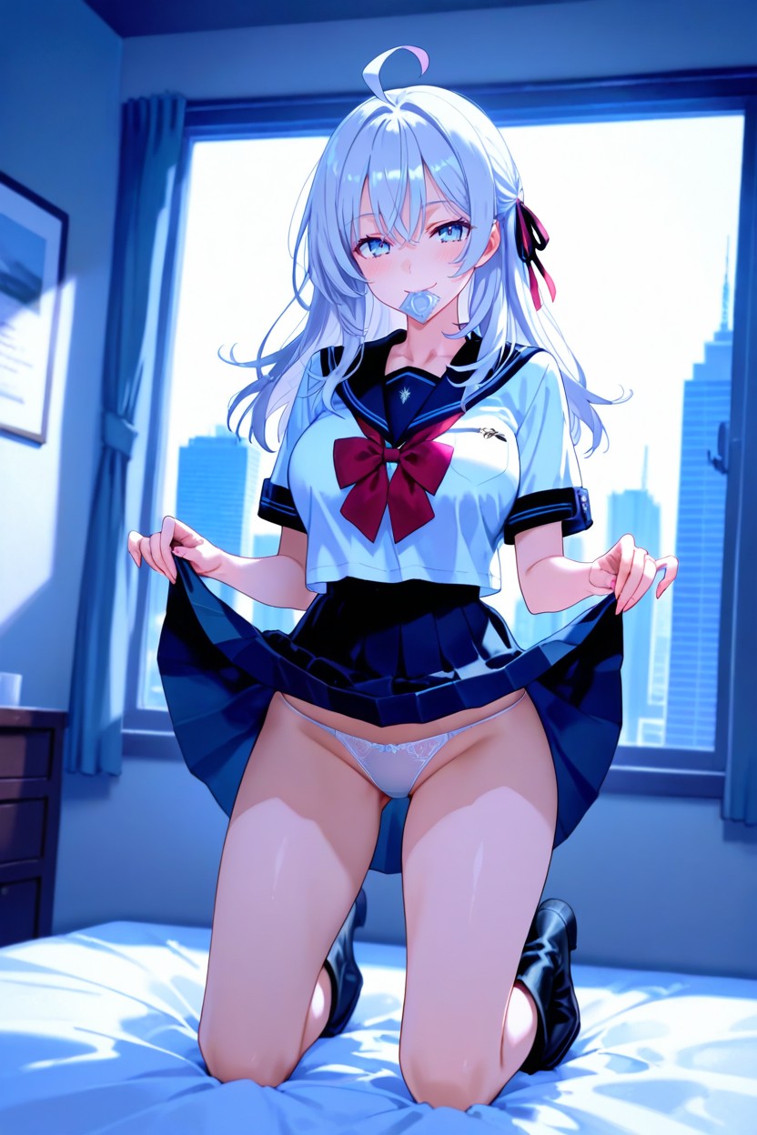 Codon Packet In Mouth, Sailor Uniform, Soft Light Hentai AI Porn