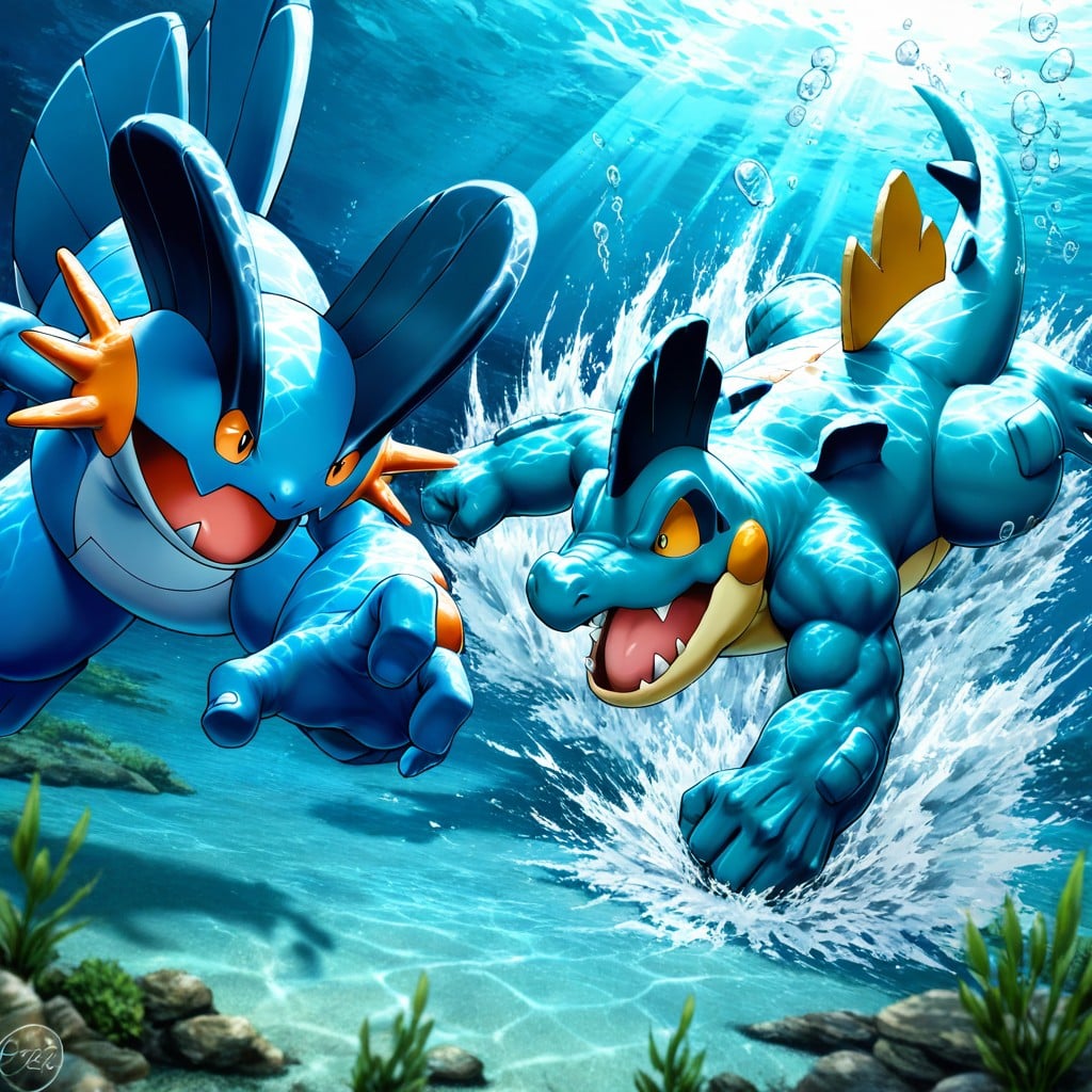 Detailed Water Physics, Croconaw Swimming Away, Murky Lake Water Hentai AI Porn