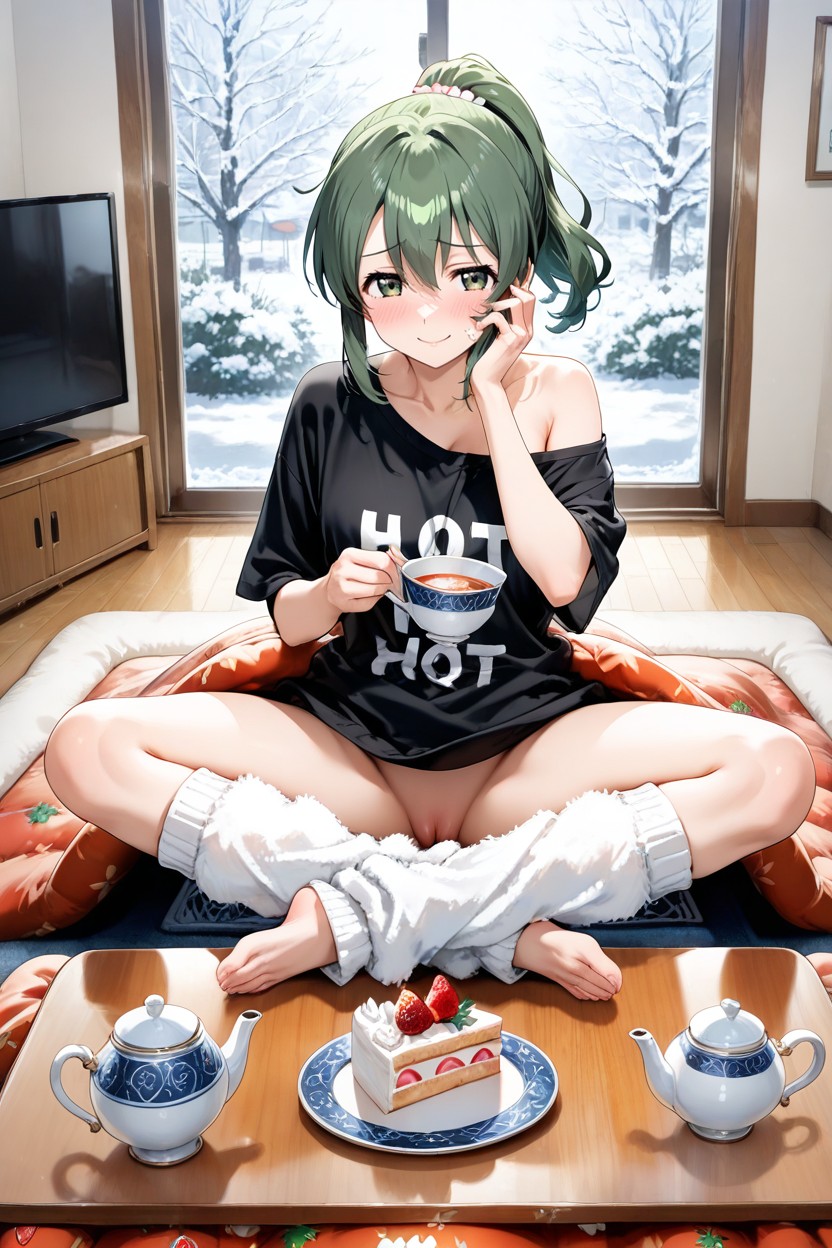 Shy, Detailed Room, Hand On Cheek Hentai AI Porn
