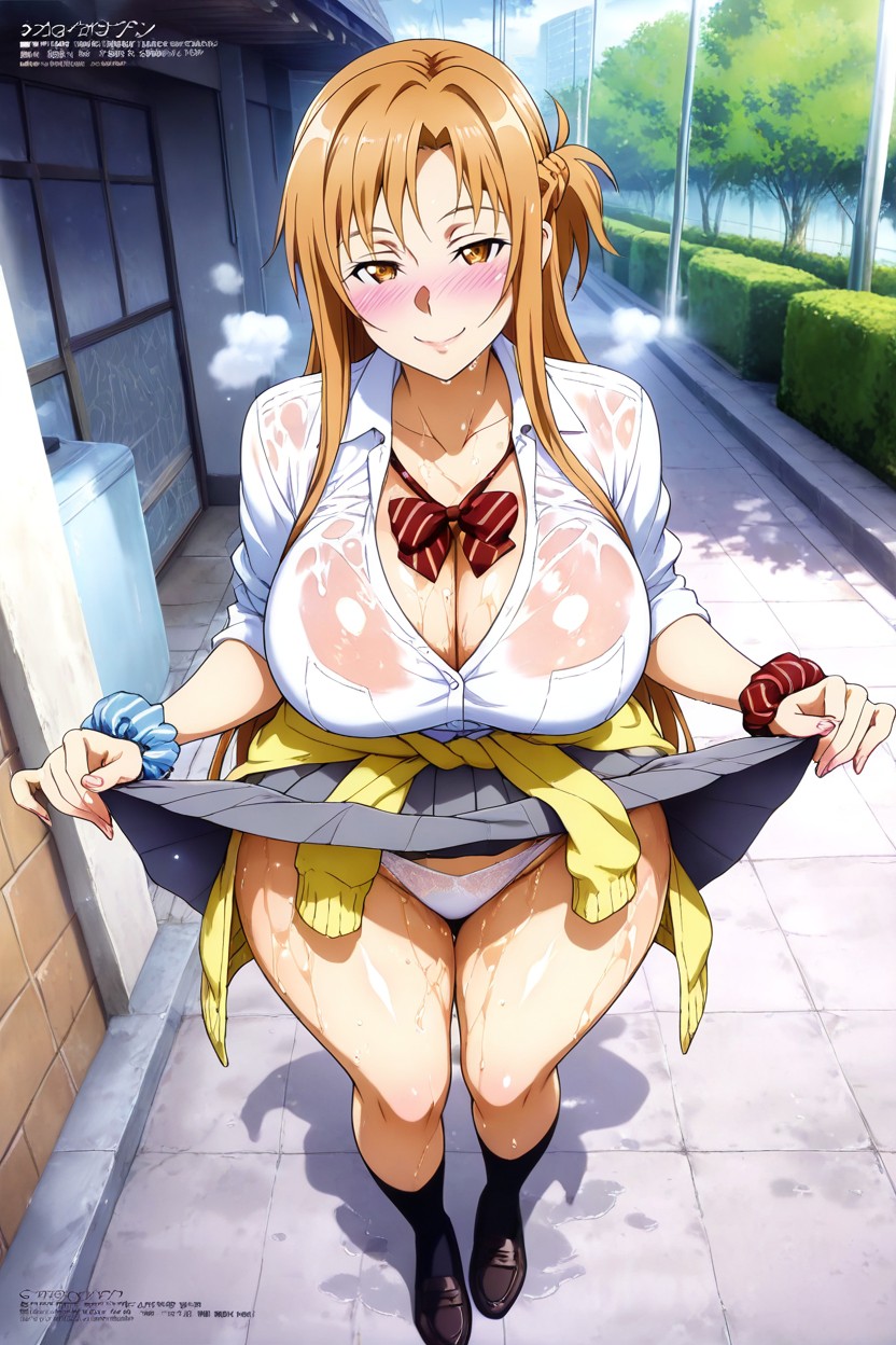 Pleated Skirt, Outdoors, Large Ass Hentai AI Porn