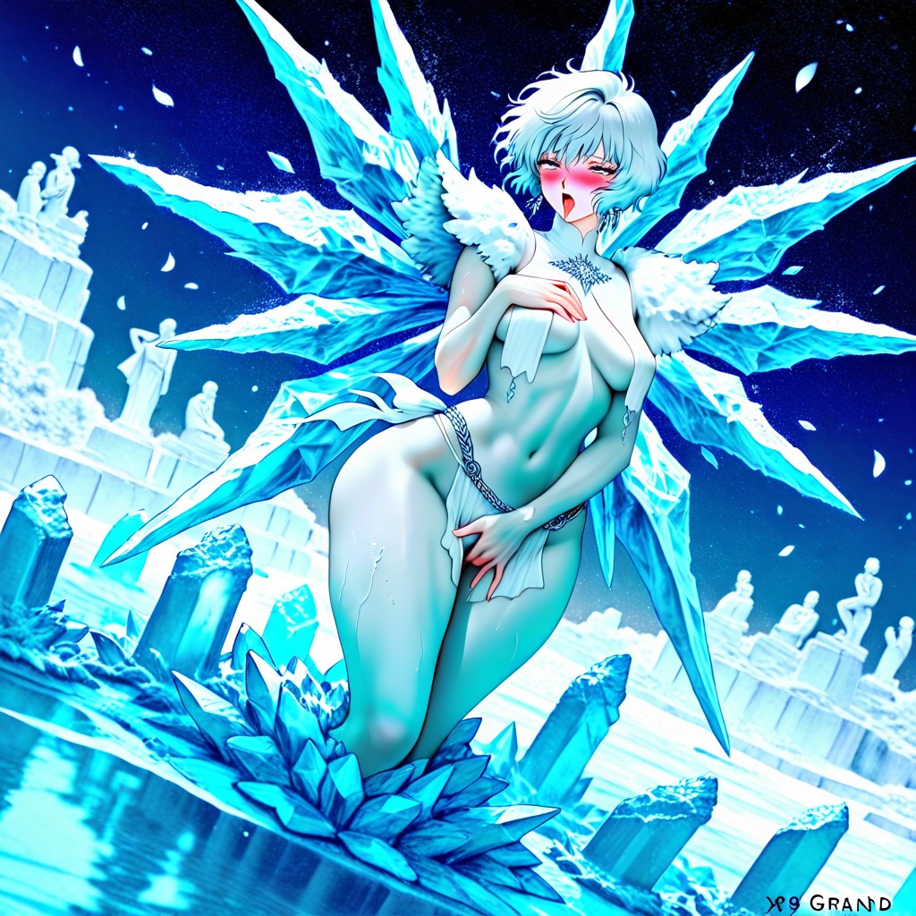 Ice Cherry Trees, Masterfully Detailed Background, Falling Ice Cherry Petals AI Porn