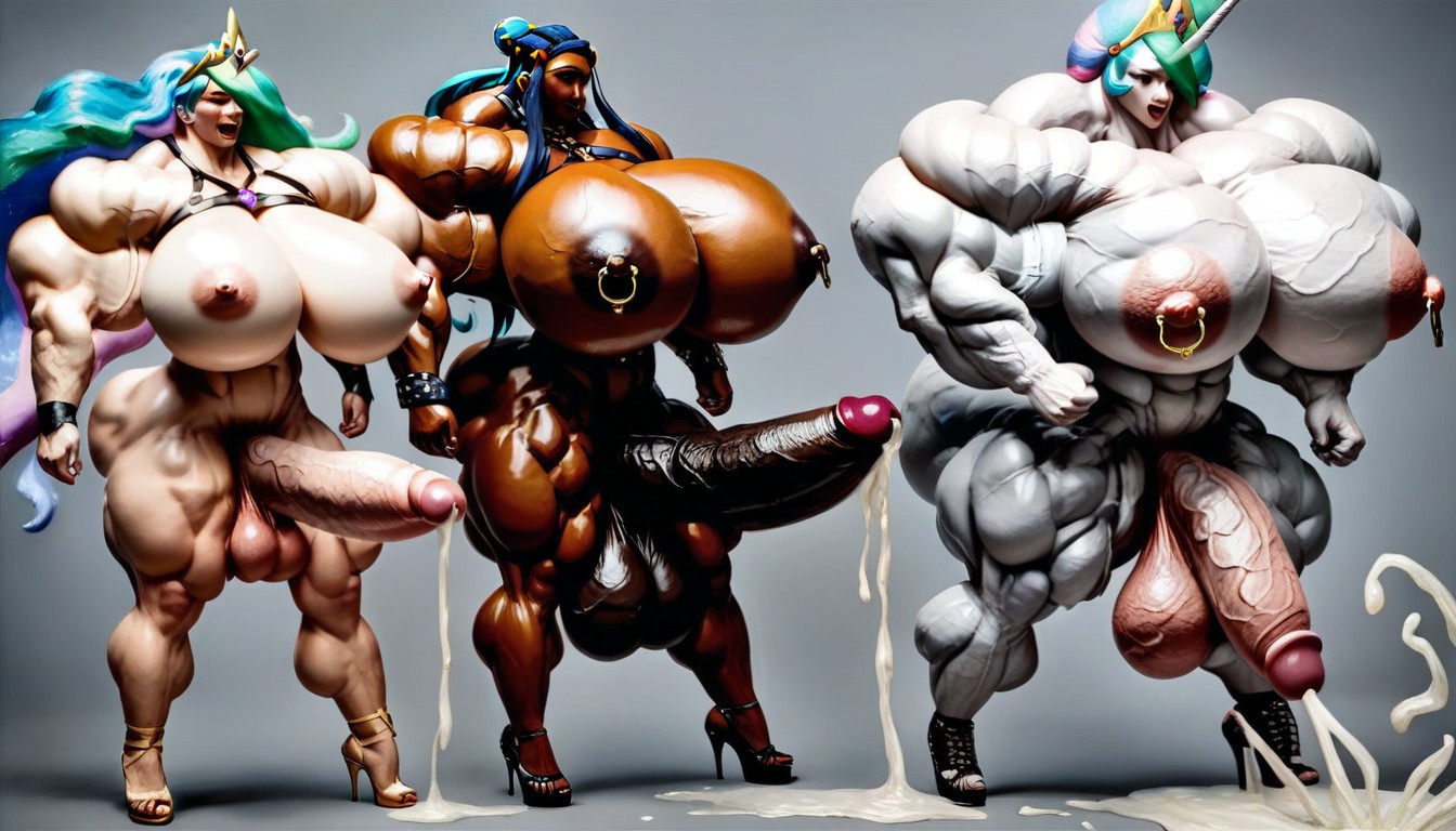 Hyper Veiny Abs, Extremely Muscular, Orgasm Shemale AI Porn