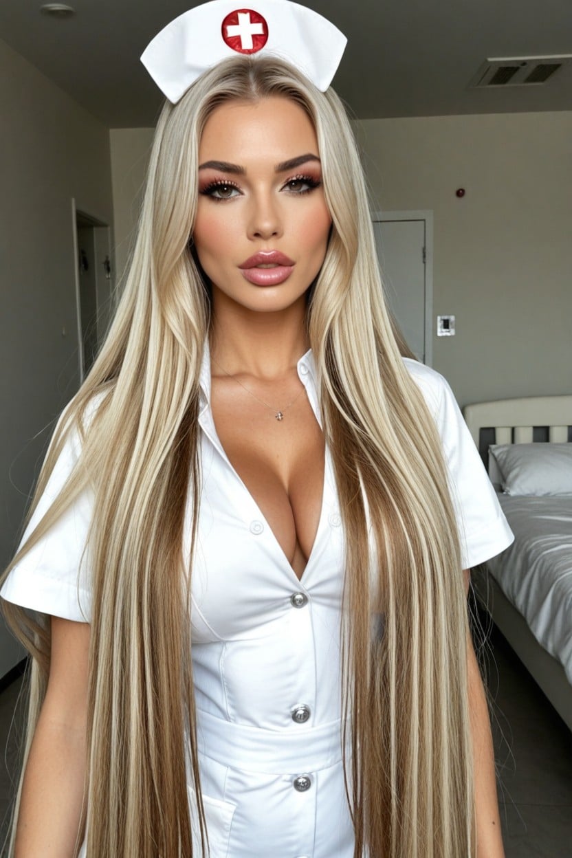 Nurse, Massive Hairstyle, Absurdly Long Hair AI Porn