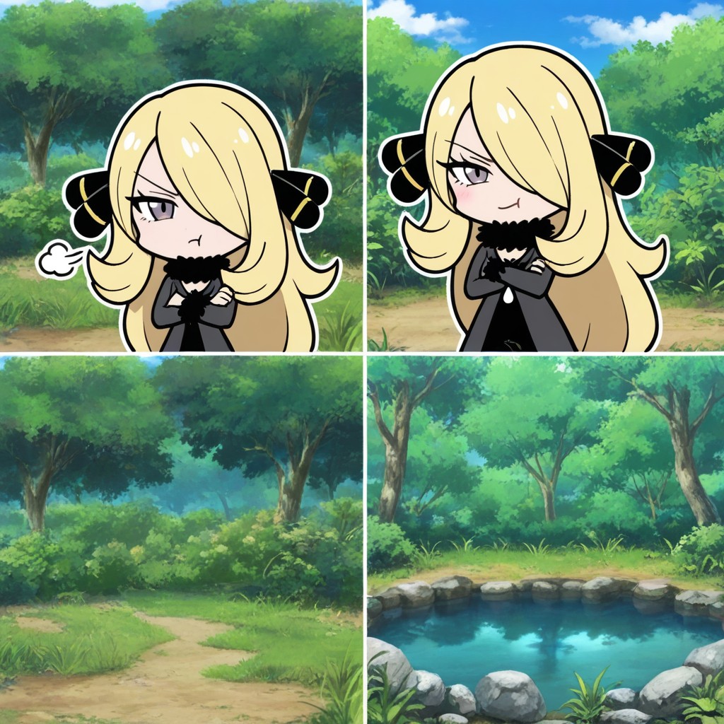 Half-half-fond, Cynthia From Pokemon, Grassy Plains Location AI Porn