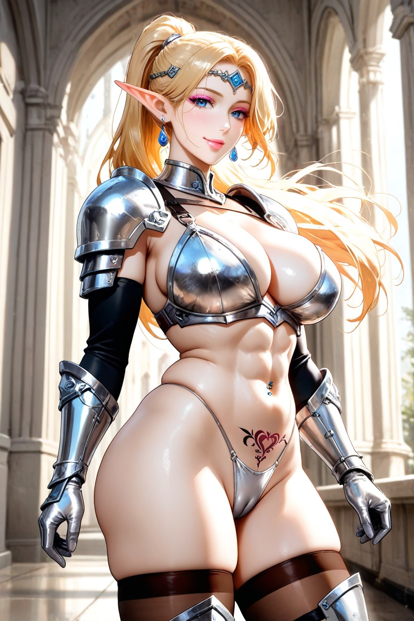 Earring, Makeup, Silver Shouder Armor Hentai AI Porn