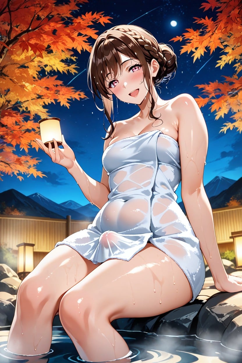 Small Breasts, Wispy Bangs, Holding White Large With Her One Hand Hentai AI Porn