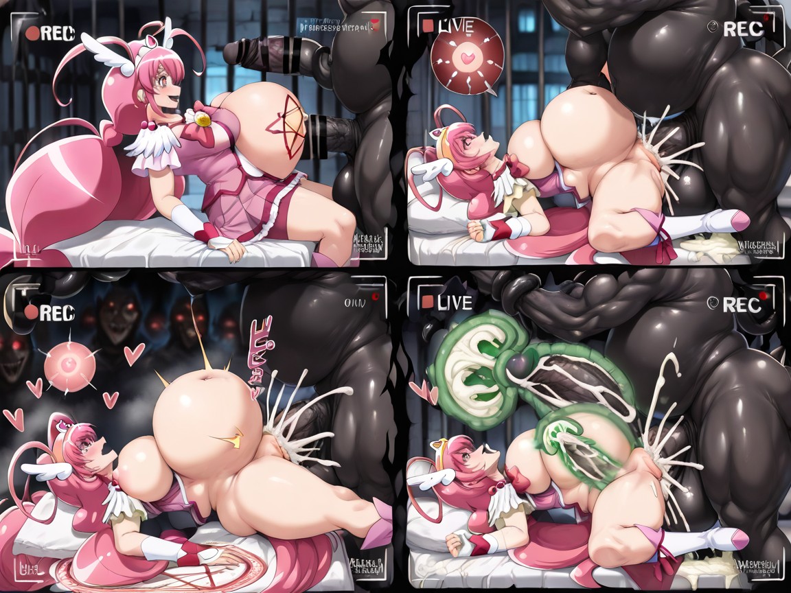 Girthy Black Barbed Spiked Tentacles, Massive Cum On Body, Gigantic Size Saggy Ugly Femaleorc Monster Balls Hentai AI Porn