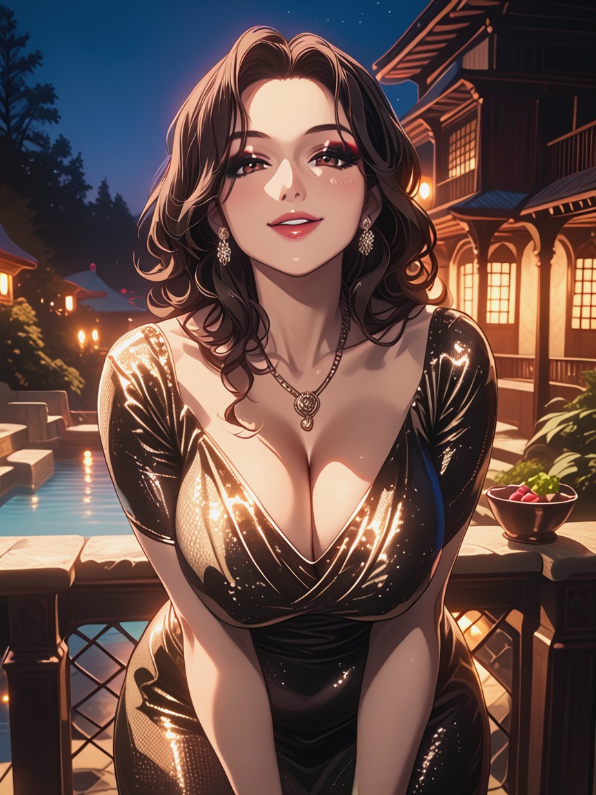 Earrings, Brunette, Standing Hentai AI Porn