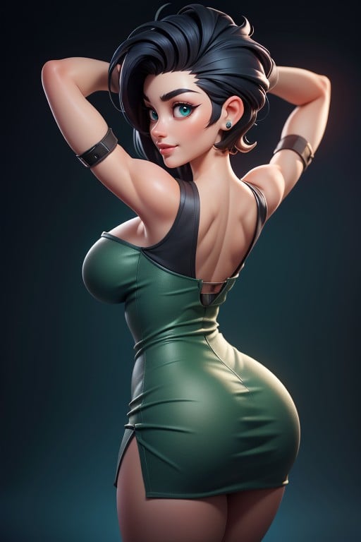No Hair At The Back Of Her Head, Mohawk Hairstyle Shaved Bald On The Sides, Sexy Smile Hentai AI Porn