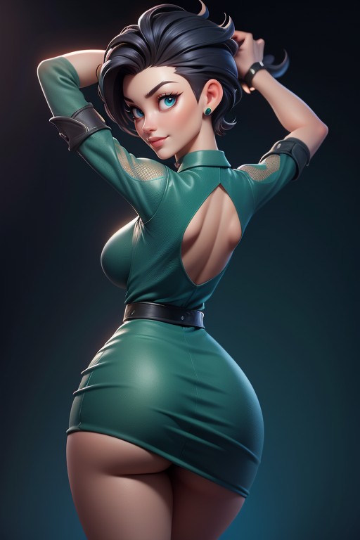Large Breasts, Green Military Camouflage Dress, Lady Jaye Hentai AI Porn