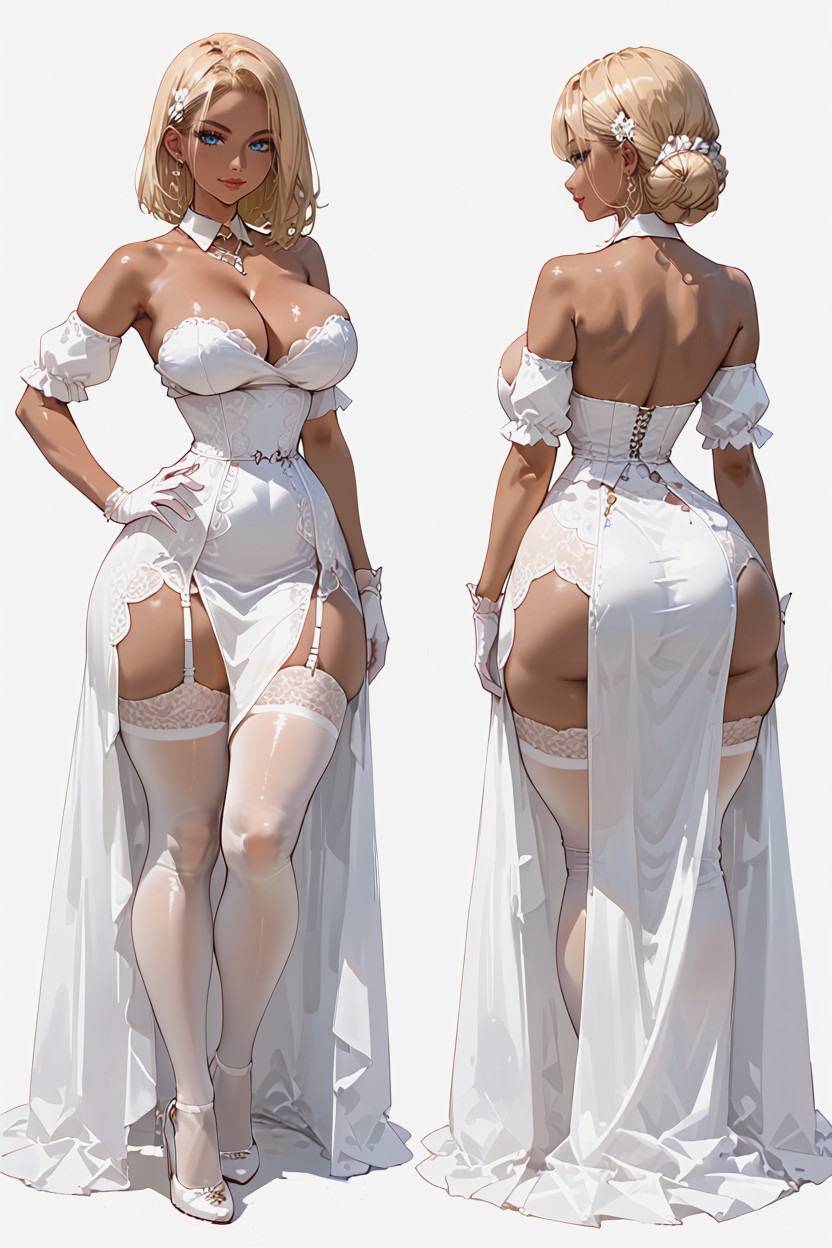 Blonde, Tanned, Full Height AI Porn