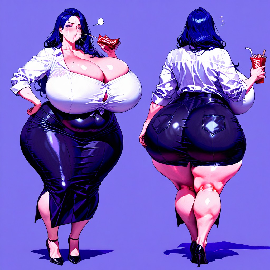 Ssbbw, Thick Wide Hips, Standing Eating Snacks At The Office Hentai AI Porn
