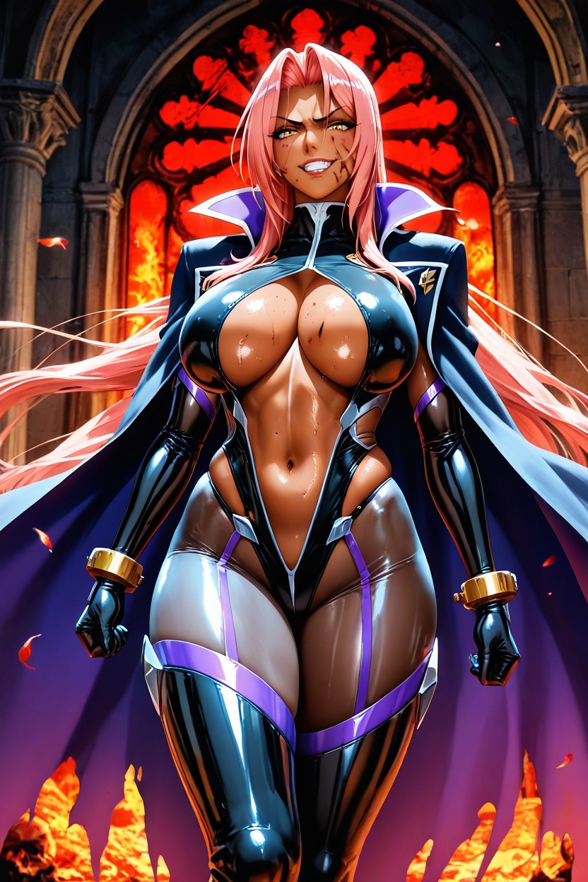 Enojada, Extreme Beautiful, Flowing Cape Or Mantle Drapes Over Her Shoulders And Back Hentai IA