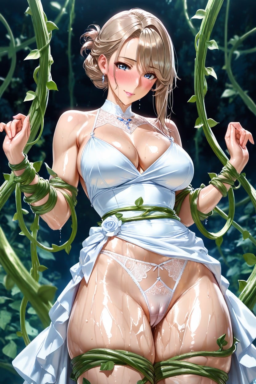 Shiny Skin, Light Brown Pixie Hair, Light Brown Hair AI Porn