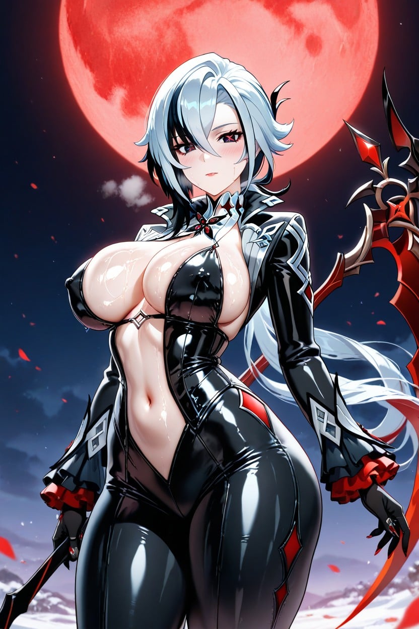 Heavy Breathing, Large Round Ass, Oiled Skin Hentai AI Porn