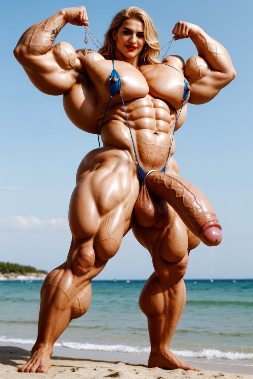 Beautiful Face, Extremely Defined Muscles, Sissify Shemale AI Porn