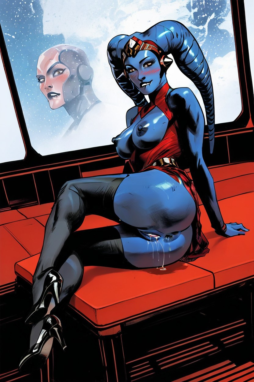Ass Shown, Thick Eyelashes, Dark Blue Nipples Hentai AI Porn