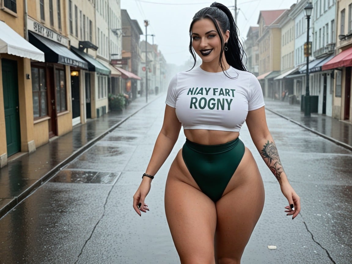 Goth, Traje De Baño Entero, Massive Legs Porno IA