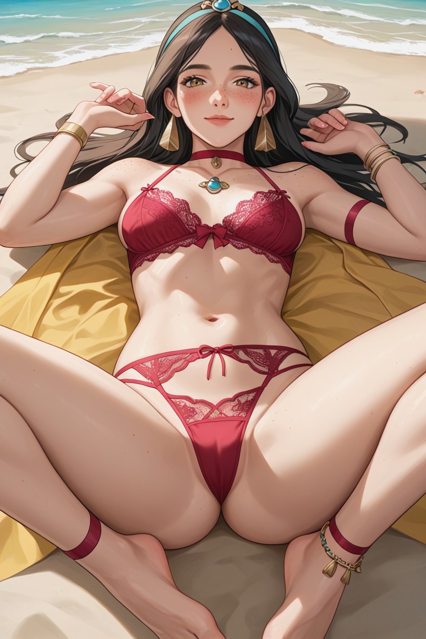 Beach, Choker, Jewlery AI Porn
