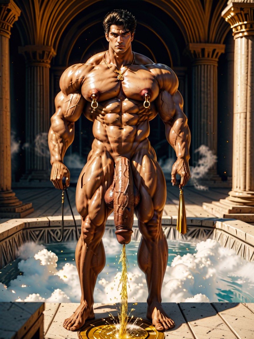 Saggy Heavy Balls, Steam Rising, Subject In An Ancient Arabesque Palace Roman Bath Porno IA Gay