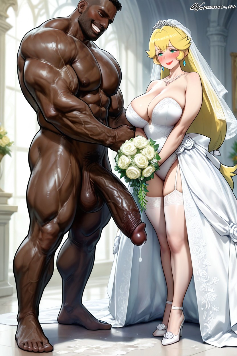 Admiring Cock, Giant Hyper Cock, Interracial AI Porn