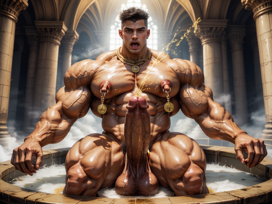 Extremely Overdeveloped Hyper Vascular Insanely Defined Ripped Veiny Super Body, Bright Light On Body, Cheveux Noirs Porno IA Gay