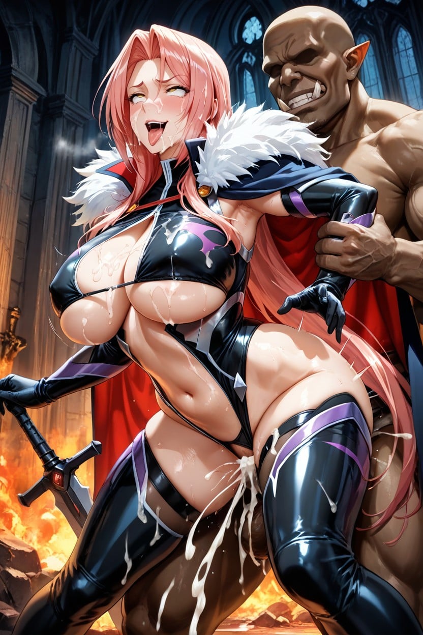 Bodysuit A Form-fitting, Cape She Has A Confident Smug Look And Is Ready To Fight The Orcs, Faceless Male Hentai AI Porn