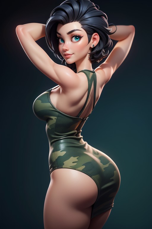 Sexy Woman, Rear View, Tall Curvy And Thick With Perfect Proportions Hentai AI Porn
