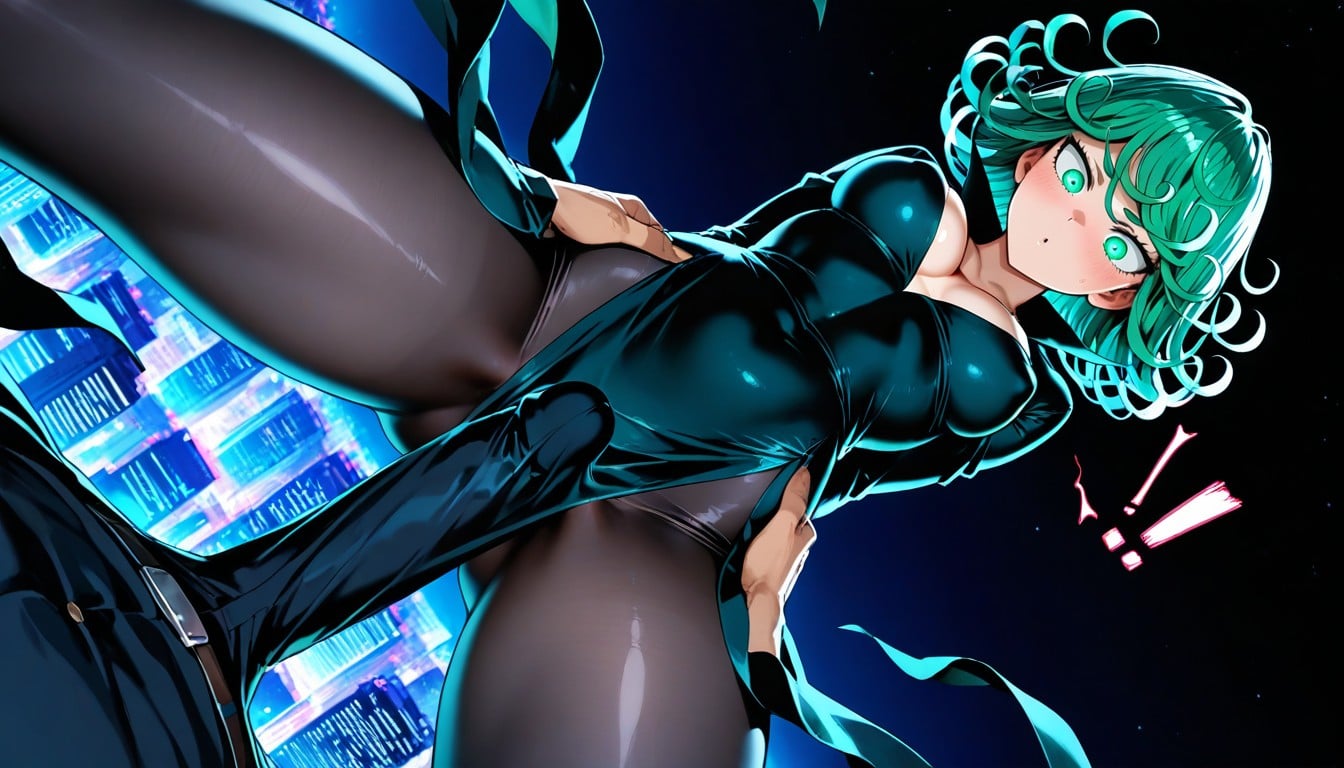 Medium Breast, Night City On Background, Erect Cock Through Pants AI Porn