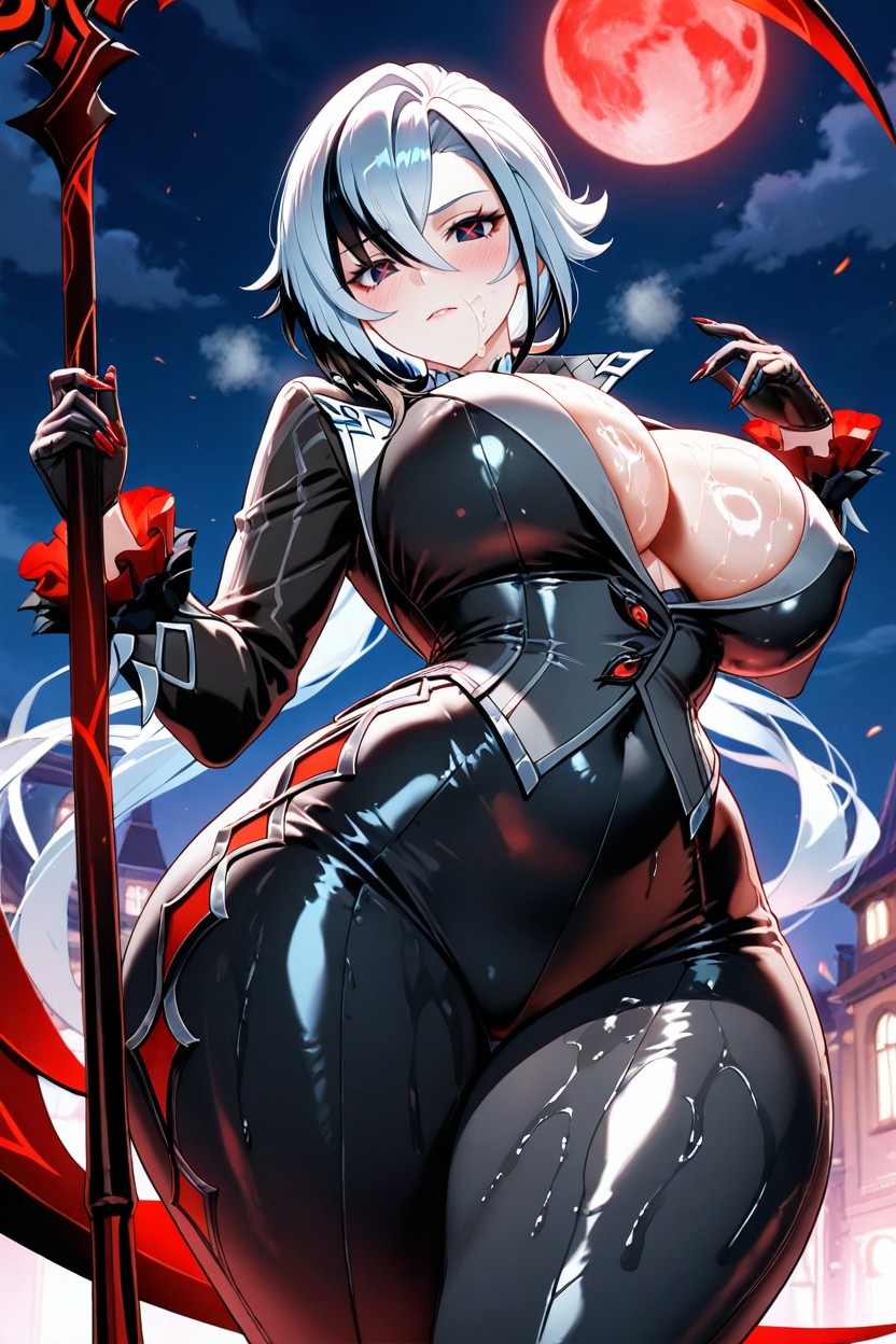 Thick Body, Looking At Viewer, Red Moon View Hentai AI Porn