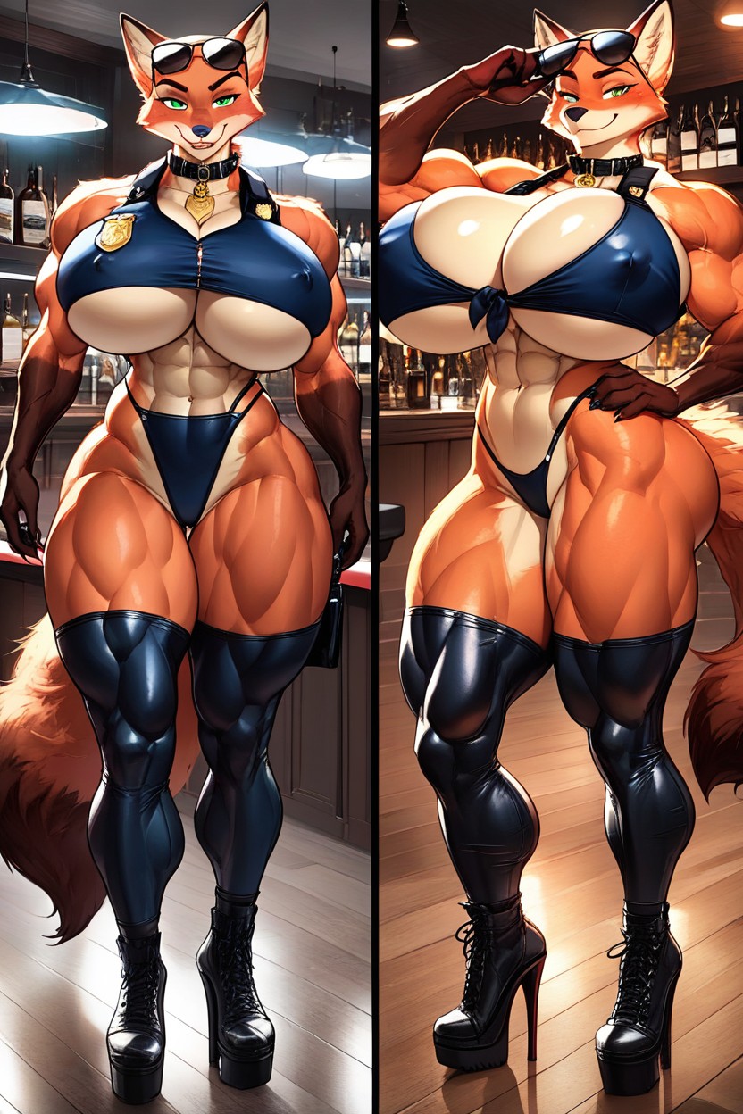 Smiling, Muscular, Multiple Views Furry AI Porn