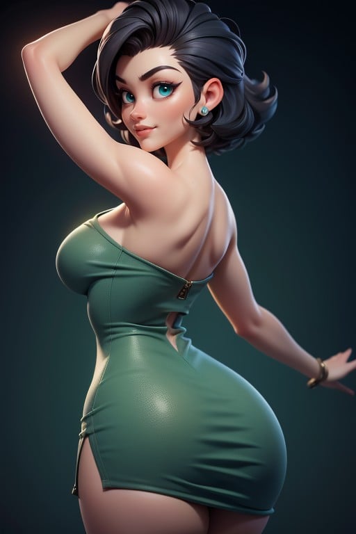 Very Short Hair, No Hair At The Back Of Her Head, Head Bald On The Sides Hentai AI Porn