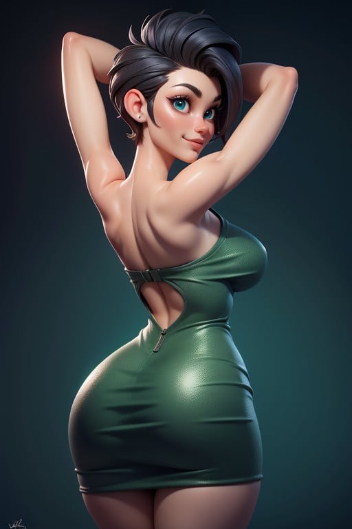 Curvy Hips, Sexy Woman, Bald On The Sides Hentai AI Porn