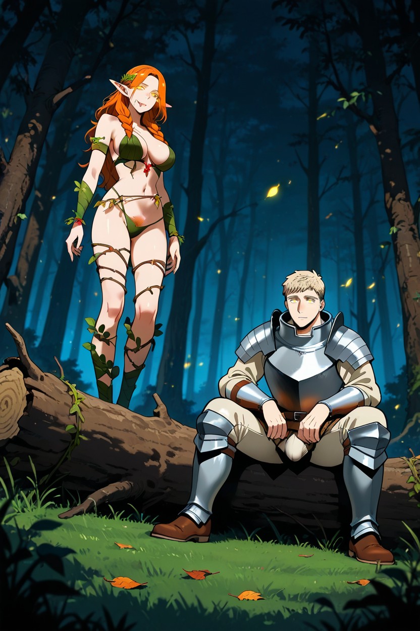 Glowing Eyes, Male And Female, Dryad Is Licking Her Lips Hentai AI Porn
