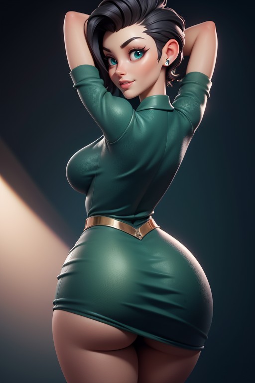 Thick And Curvy Body, Lifting Skirt, One-piece Swimsuit Hentai AI Porn
