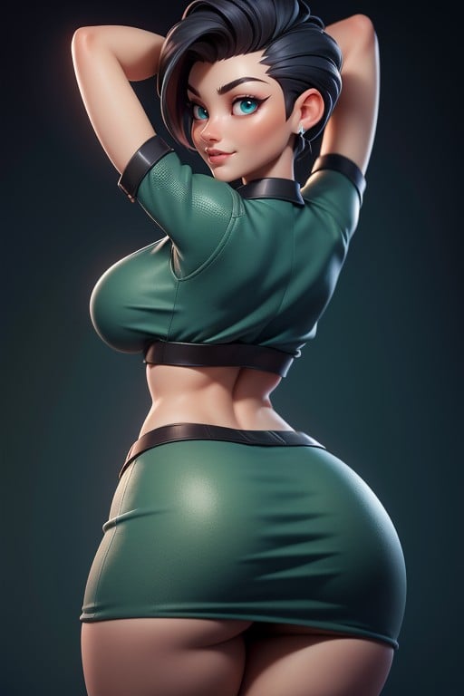 Large Breasts, No Hair At The Back Of Her Head, Head Bald On The Sides Hentai AI Porn