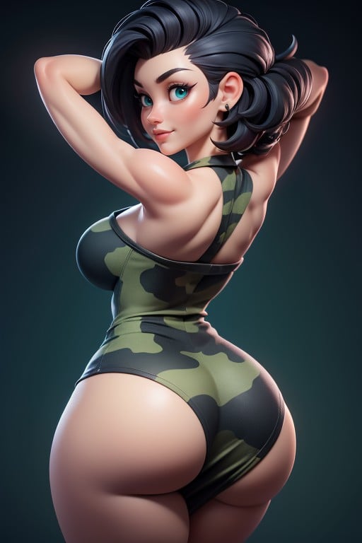 Sexy Woman, No Hair At The Back Of Her Head, Strapless Top Hentai AI Porn
