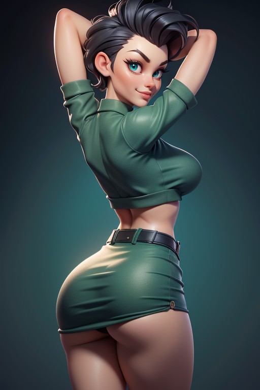 Mohawk Hairstyle Shaved Bald On The Sides, Head Bald On The Sides, Strapless Top Hentai AI Porn