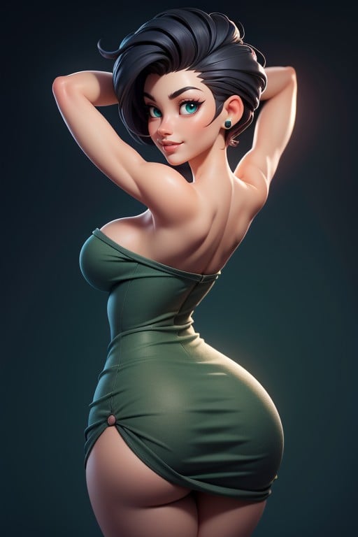Blue Eyes, Curvy Hips, No Hair At The Back Of Her Head Hentai AI Porn