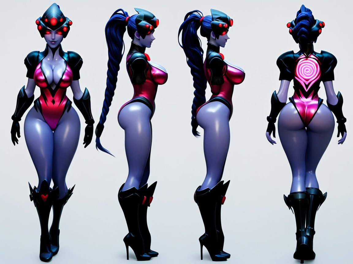 Widowmaker From Overwatch, Showing Ample Cleavage, Sculpted Abs Hentai AI Porn