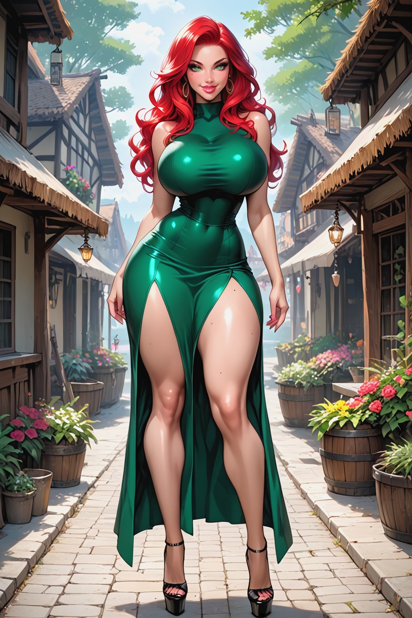 Gigantic Perfect Boobs, On One Hip, Soft Legs Hentai AI Porn