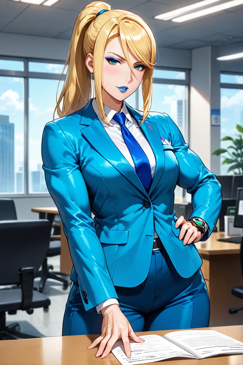 Blonde Hair, Long Hair, Expert Look AI Porn