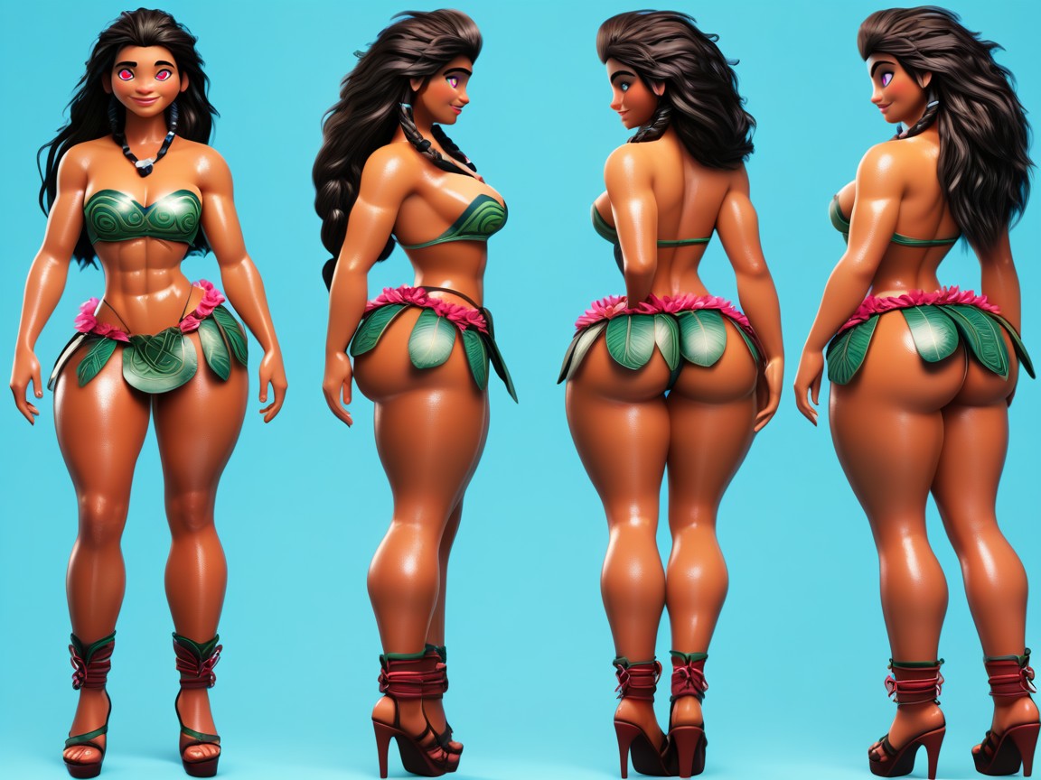 Moana From Moana, Being Brainwashed, Her Eyes Are Filled With Spirals Of Blue And Pink Hentai AI Porn