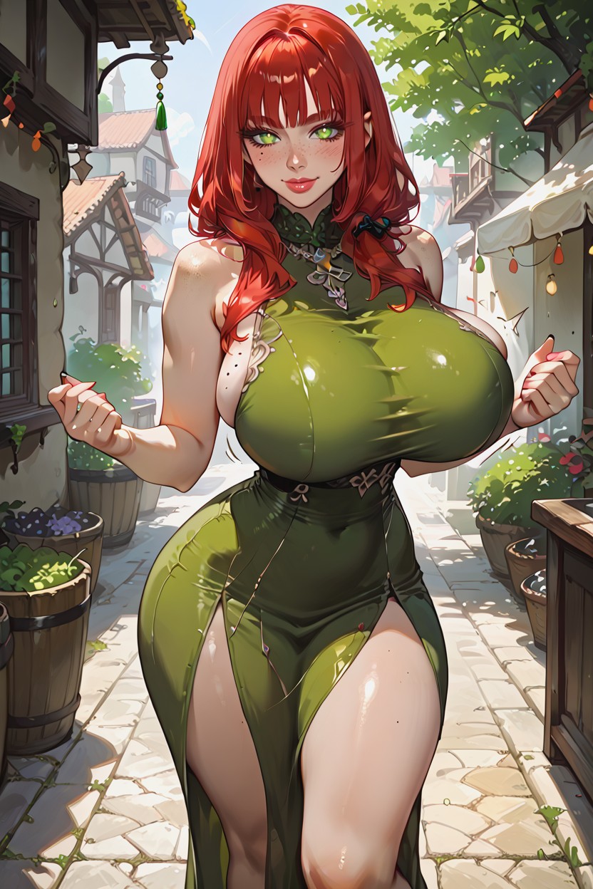 Bimbo Lips, Long Straight Red Hair, 18+ Hentai AI Porn