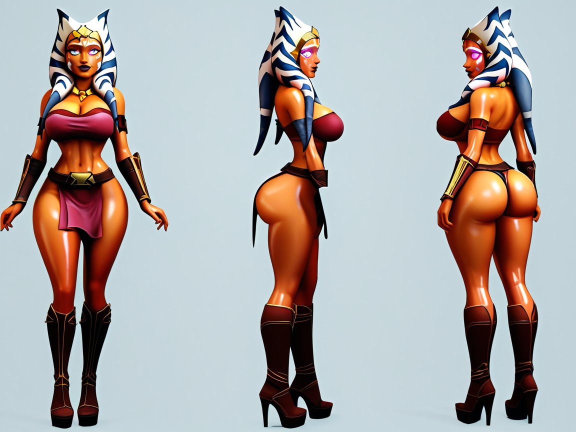 Cleavage, Oiled Skin, Close-up Of Face Off To The Side Of The Shot Hentai AI Porn