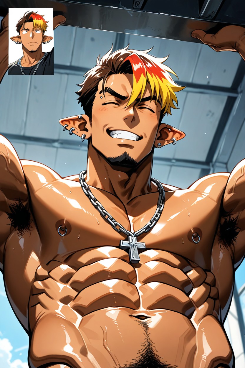 Male Muscular, Solo, 寄り目 ゲイAIポルノ