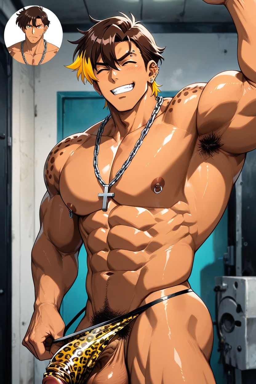 Nipple Earrings, Nipples, Abs AI Gay Porn