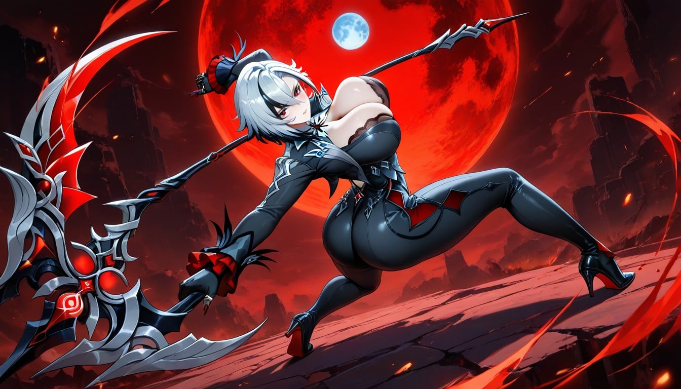Perfect Boobs, Swinging A Scythe, Full Body View Hentai AI Porn